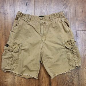 American Eagle Cargo Shorts Khaki Cut Off Distressed